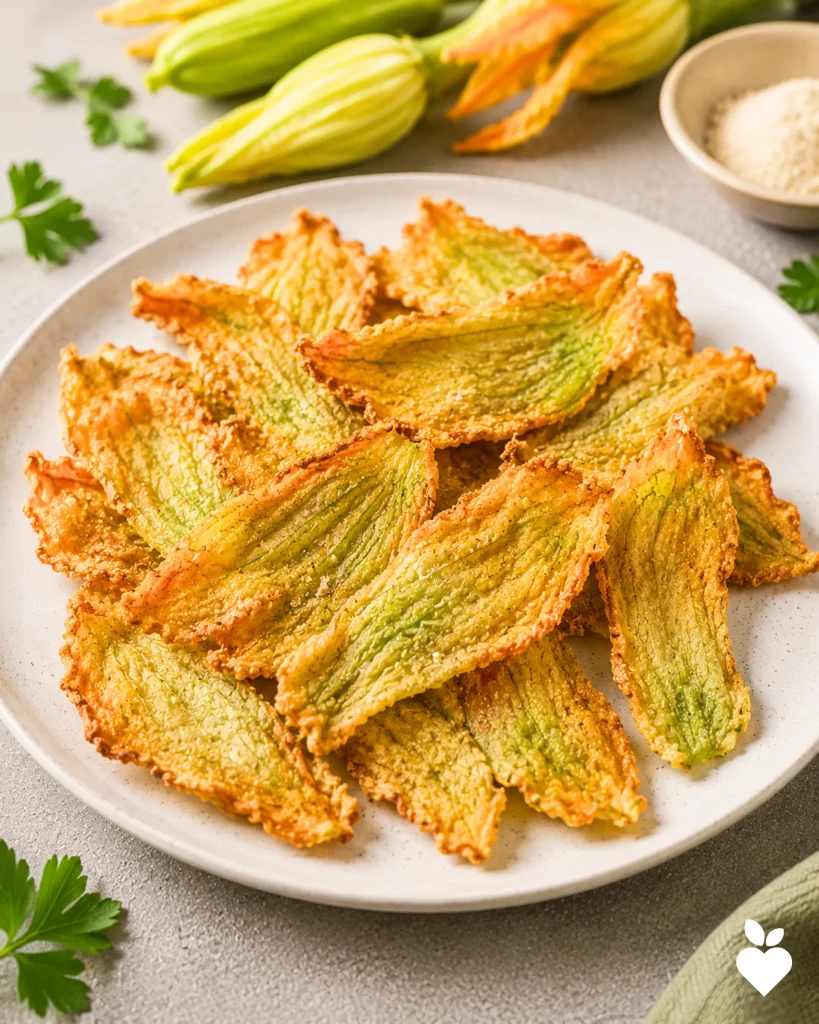 Chips di fiori di zucca al forno con salsa alla feta - nutrizionista cologno monzese
