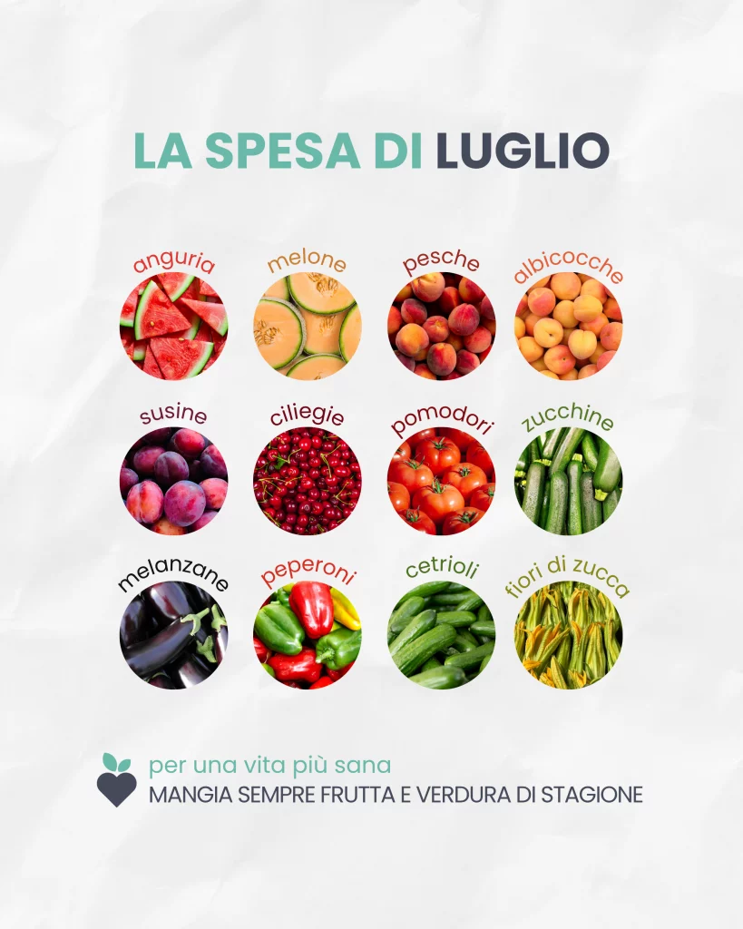 La spesa di luglio: frutta e verdura di stagione - nustrizionista liliana stabile