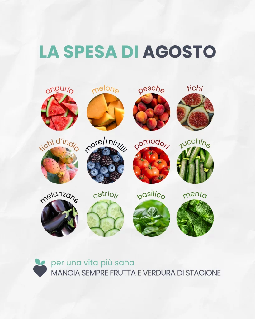 La spesa di agosto: frutta e verdura di stagione - nustrizionista liliana stabile